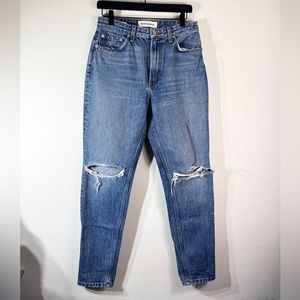Reformation High Rise Cigarette Dark Stone Jeans DIY Cut Sz 29